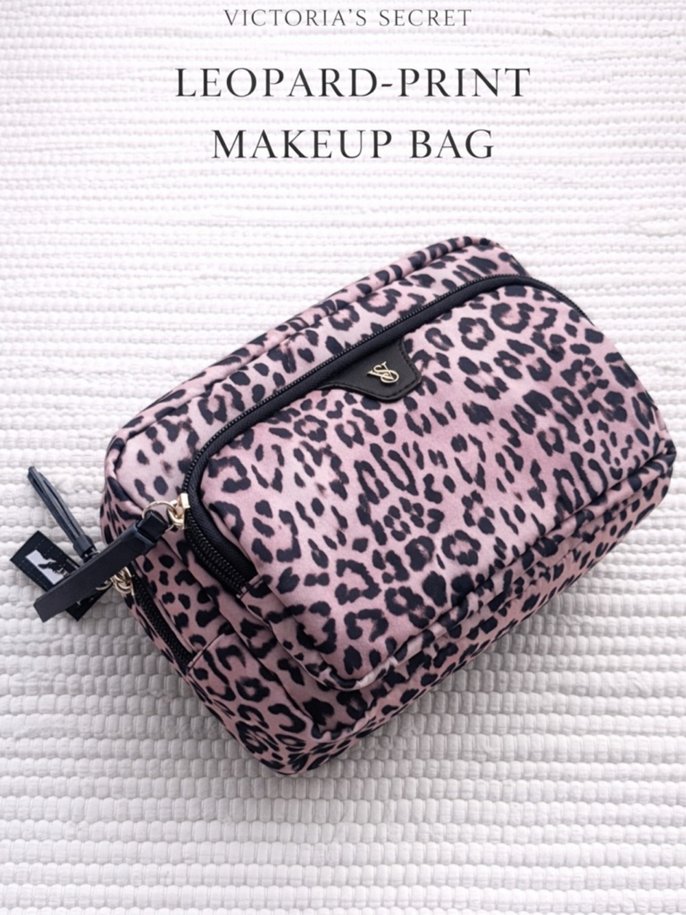 Victoria’s Secret Leopard Makeup Bag Cosmetic Case Travel Zip Pouch